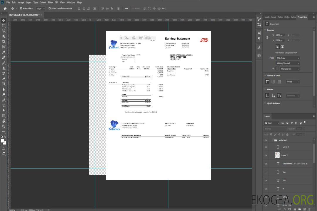 USA Ohio Kalahari Waterpark Resort modèle de facture de services publics aux formats Word et PDF template